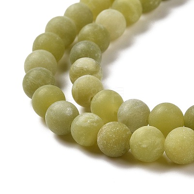 Round Frosted Natural TaiWan Jade Bead Strands G-M248-6mm-02-1