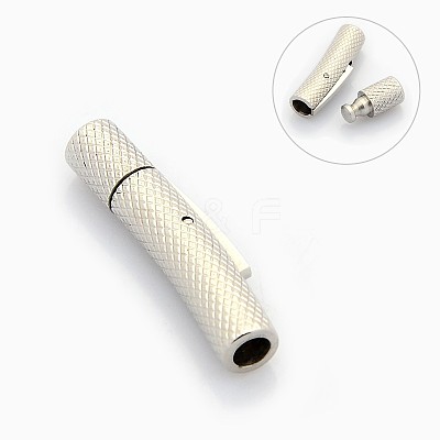 Tarnish Resistant Column 304 Stainless Steel Bayonet Necklace Clasps STAS-O035-3mm-02-1