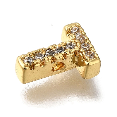 Rack Plating Brass Micro Pave Clear Cubic Zirconia Beads KK-G500-30G-T-1