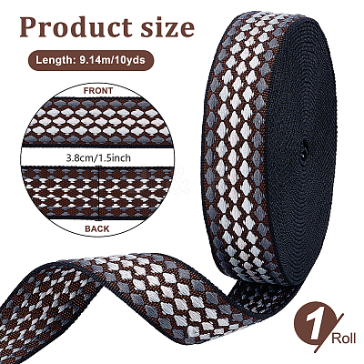 10 Yards Polyester Jacquard Ribbon OCOR-WH0101-187B-1