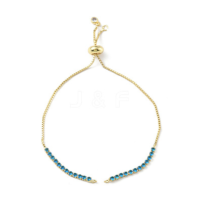 Brass Micro Pave Cubic Zirconia Box Chain Slider Bracelet Makings KK-P233-10G-01-1