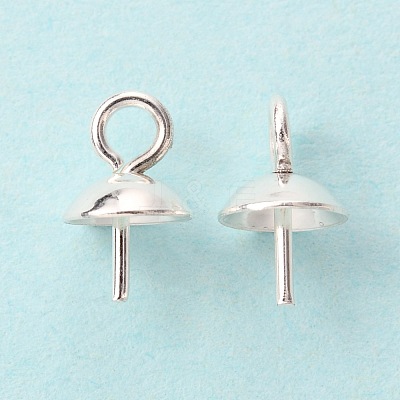 304 Stainless Steel Cup Pearl Peg Bails Pin Pendants STAS-K210-09A-S-1
