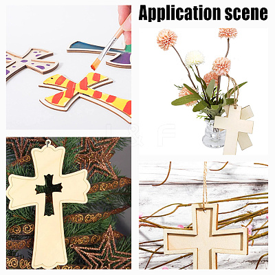 15Pcs 3 Styles Unfinished Wood Cross Pendants WOOD-AR0001-31-1