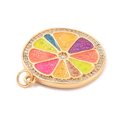Eco-Friendly Brass Micro Pave Cubic Zirconia with Enamel Pendants X-KK-K268-33G-1