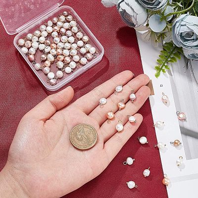 80pcs 4 Styles Natural Cultured Freshwater Pearl Charms PEAR-NB0001-65-1
