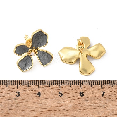 Brass Enamel Stud Earrings for Women KK-CBA760A-11G-02-1