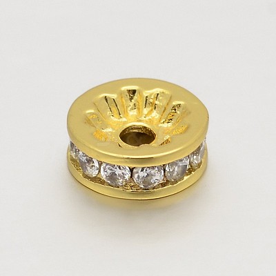 CZ Brass Micro Pave Grade AAA Cubic Zirconia Bead Spacers KK-O062-01G-NR-1