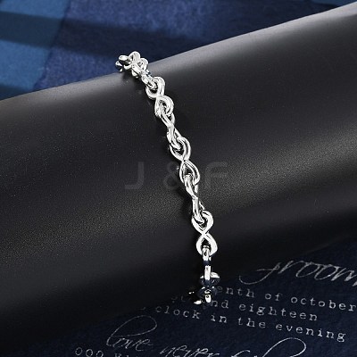 304 Stainless Steel Infinity Link Chain Bracelets for Women Men BJEW-F488-53A-P-1