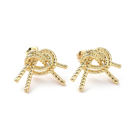Brass Wrap Knot Stud Earrings for Women EJEW-G332-02G-1