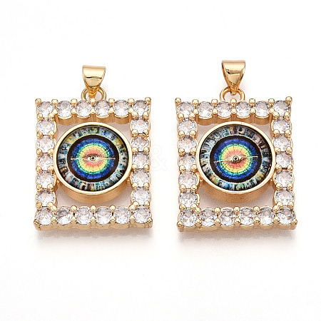 Brass Micro Pave Clear Cubic Zirconia Pendants for Women KK-T070-91A-04-1