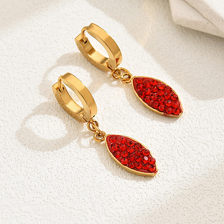 Elegant Red Hoop Earrings with Water Diamond for Women KP3300-1