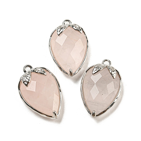 Natural Rose Quartz Faceted Pendants G-M431-06P-03-1