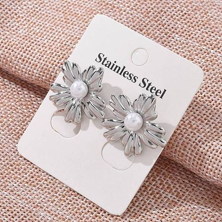 304 Stainless Steel Stud Earrings EJEW-Z084-05P-03-1