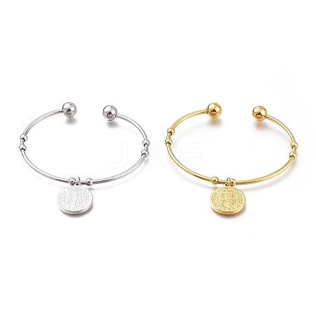 201 Stainless Steel Cuff Bangles BJEW-M284-04-1-1