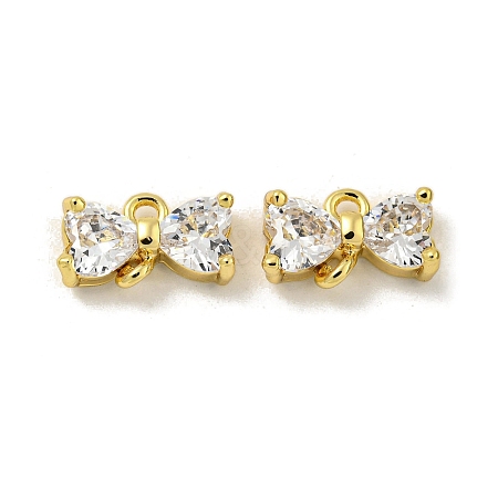 Brass Clear Cubic Zirconia Connector Charms KK-G490-10G-1