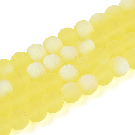 Frosted Transparent Glass Beads Strands GLAA-T032-T8mm-MBB12-1