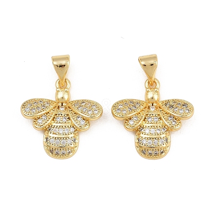 Brass Micro Pave Clear Cubic Zirconia Pendants ZIRC-I036-25G-1