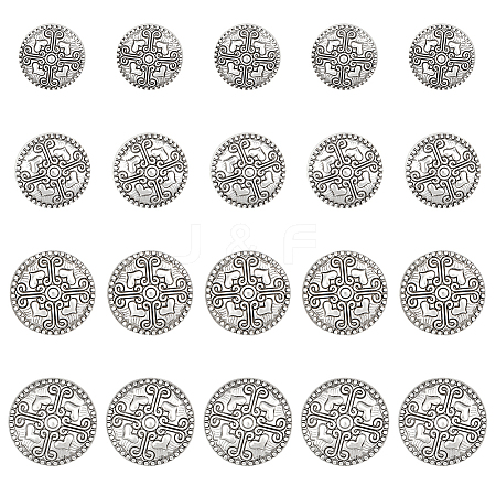 20Pcs 4 Styles Alloy Shank Buttons BUTT-DR0001-05AS-1