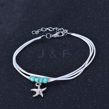 Elegant Synthetic Turquoise Beads Anklet CN3556-1