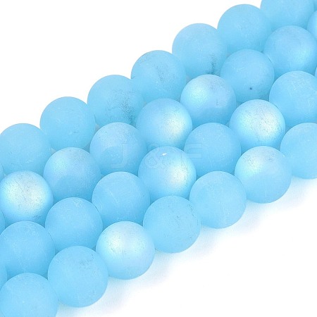 Frosted Imitation Jade Glass Beads Strands LS-GLAA-T032-J10mm-MBB04-1