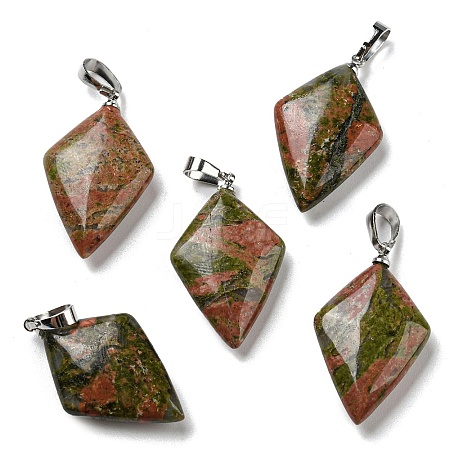 Natural Unakite Pendants G-C066-03A-1