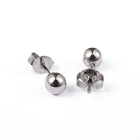 Tarnish Resistant 304 Stainless Steel Ball Stud Earrings X-EJEW-2224-5mm-P-1