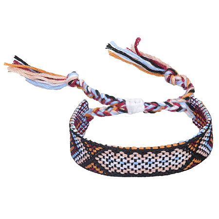 Polyester-cotton Braided Rhombus Pattern Cord Bracelet FIND-PW0013-001A-24-1