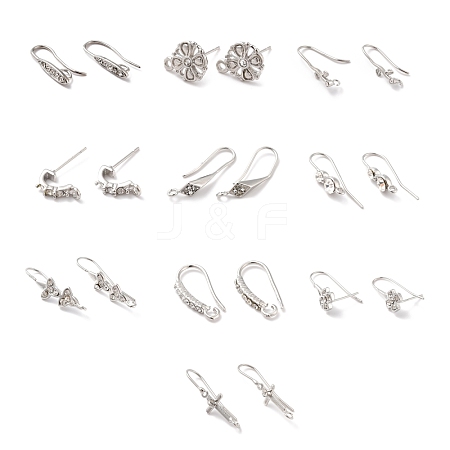 Rack Plating Brass Cubic Zirconia Earring Findings KK-B057-03-1