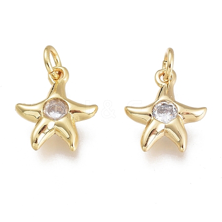 Brass Micro Pave Clear Cubic Zirconia Charms KK-M206-44G-1