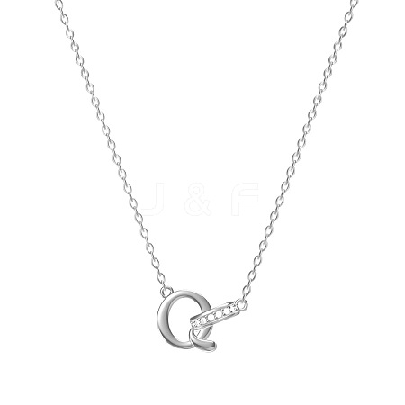 304 Stainless Steel Crystal Rhinestone Initial Pendant Necklaces FS-WGCEFCC-17-1
