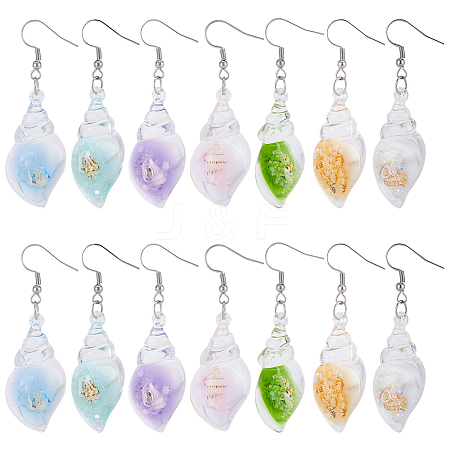 12Pair 304 Stainless Steel Shell Shape Dangle Earrings EJEW-UN00016-1