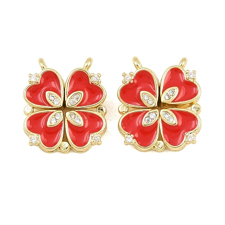 Brass Micro Pave Clear Cubic Zirconia and Enamel Connector Charms AL-CBA6E16-01G-B-1