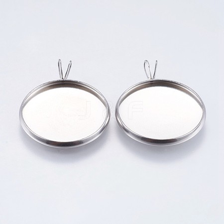 Tarnish Resistant 304 Stainless Steel Pendant Cabochon Settings STAS-I097-059-20MM-1