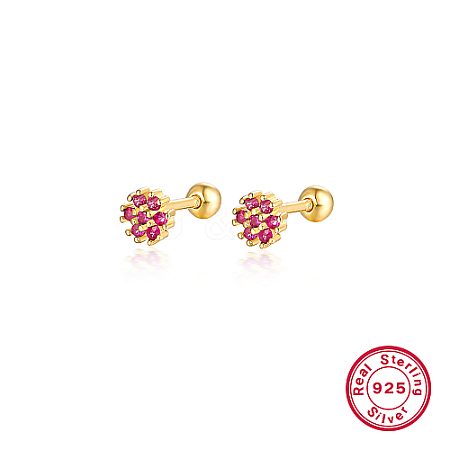 Real 18K Gold Plated 925 Sterling Silver Flower Stud Earrings TL5591-5-1