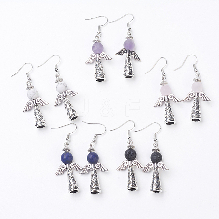 Natural Mixed Stone Dangle Earrings EJEW-JE02678-1