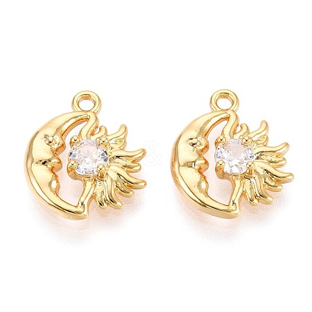Brass Micro Pave Cubic Zirconia Charms X-KK-N263-94A-G-1