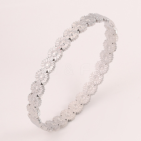 304 Stainless Steel Hinged Bangles for Women WG3D24D-02-1