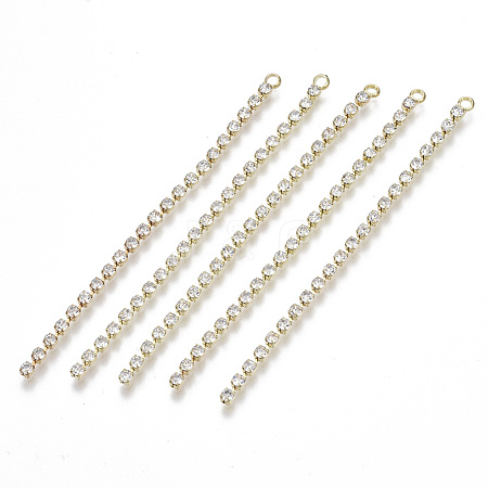 Brass Rhinestone Cup Chains Tassel Big Pendants KK-R129-10G-1