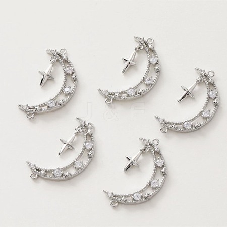 Brass Micro Pave Cubic Zirconia Links Connectors KK-ZX024-71P-1