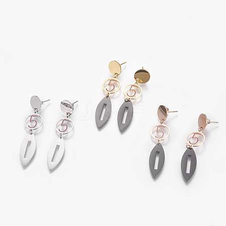 (Jewelry Parties Factory Sale)304 Stainless Steel Dangle Stud Earrings EJEW-F204-05-1