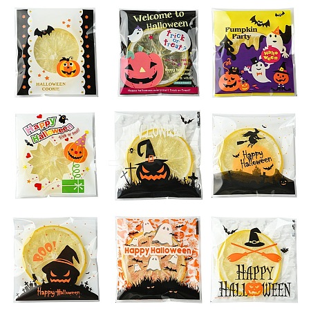 100Pcs 10 Colors Halloween Theme Plastic Bakeware Bag OPP-YW0001-05-1