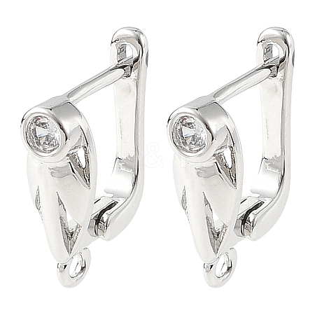 SHEGRACE Brass Micro Pave Cubic Zirconia Hoop Earring Findings XGRQ79313-940P-1