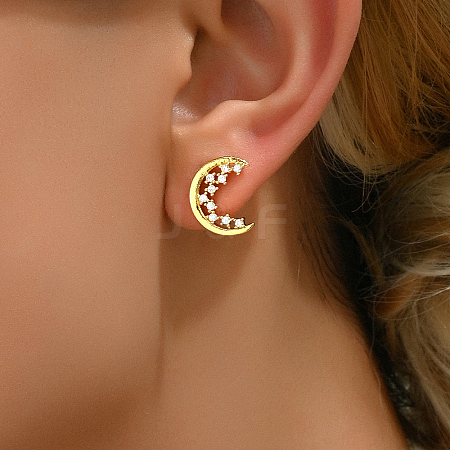 Fashionable Moon Brass Stud Earrings LQ5104-1