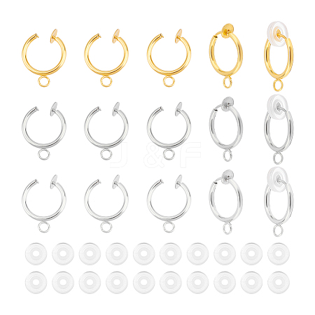 Unicraftale 24Pcs 3 Colors Brass Clip-on Hoop Earring Findings KK-UN0001-97-1