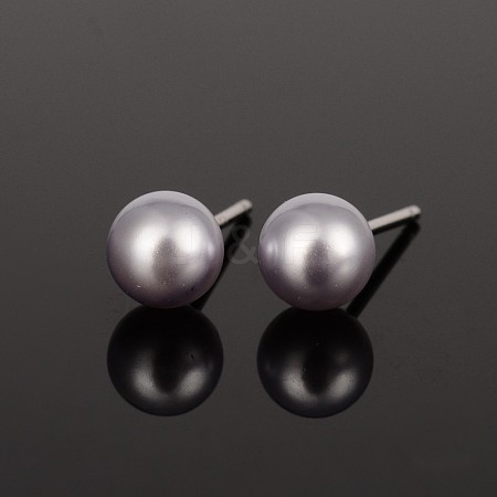 Platinum 925 Sterling Silver Ball Ear Studs EJEW-P004-62E-1