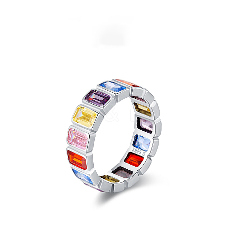 925 Sterling Silver Micro Pave Colorful Cubic Zirconia Finger Rings FS-WGC9F63-02-1
