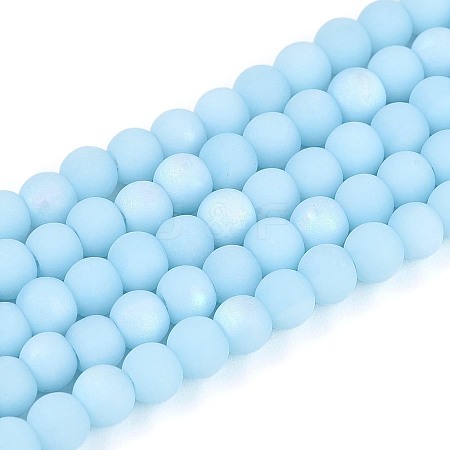 Frosted Opaque Glass Beads Strands GLAA-T032-P4mm-MBB10-1