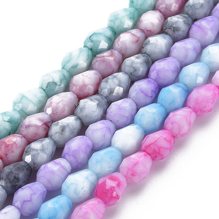 Opaque Baking Painted Glass Beads Strands EGLA-N006-007-1