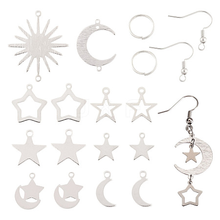 Yilisi DIY Moon & Star Drop Earring Making Kit DIY-YS0001-35-1