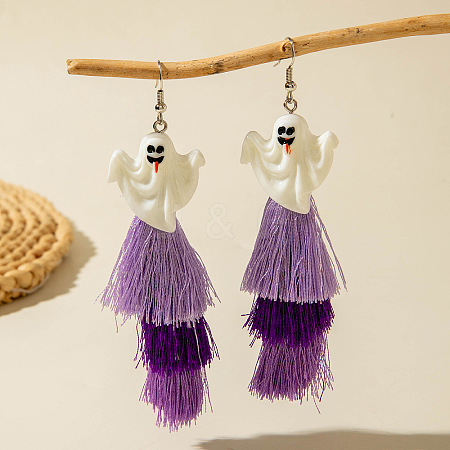 Halloween Alloy & Resin & Cotton Cord Tassel Dangle Earrings FS-WGA02EE-27-1